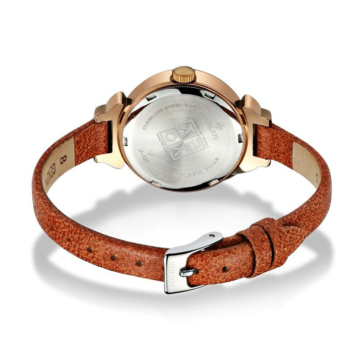 Multicolor Rhinestone Dial with Chic Bowknot in Vegan Leather Strap Quartz Watches