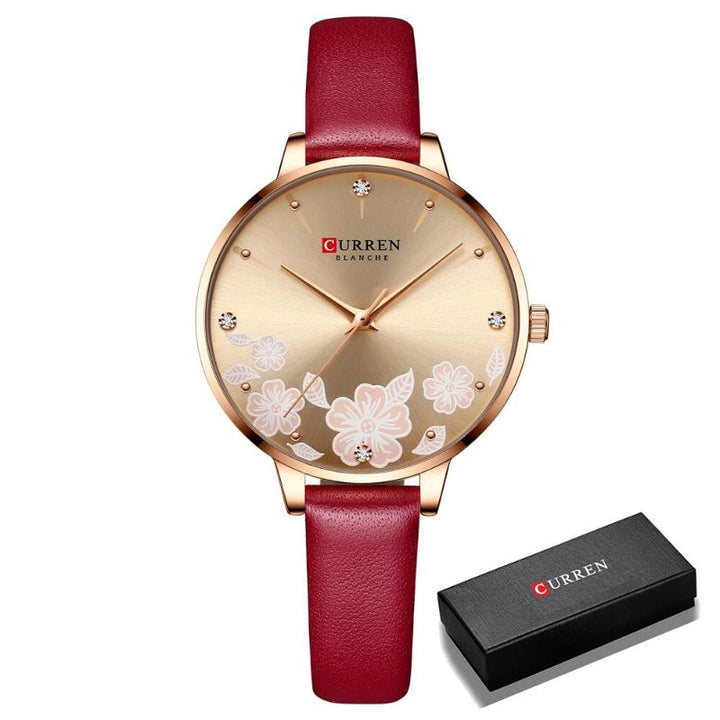 UPDATE PRODUCT TYPE - Charismatic Flower Dial With Vegan Leather Strap Quartz Watch