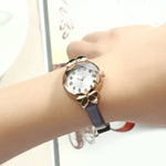 Bright-Colored Rhinestone Scale with Chic Bowknot in Vegan Leather Strap Quartz Watches