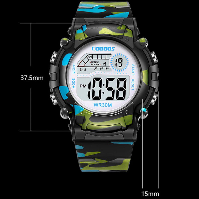 Military Kid's Colorful Digital LED Display Camouflage Watches