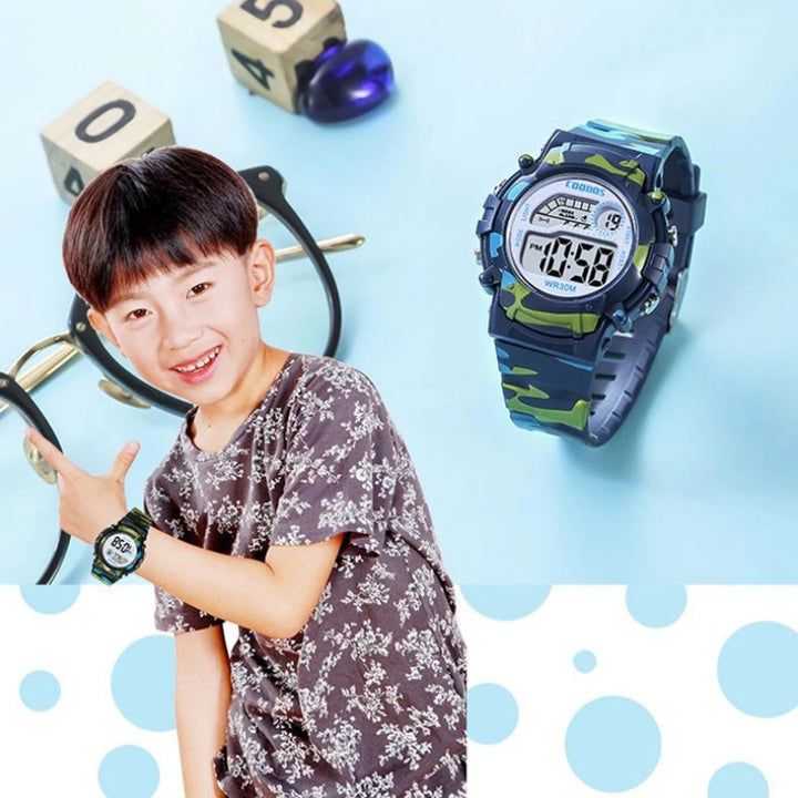 Military Kid's Colorful Digital LED Display Camouflage Watches