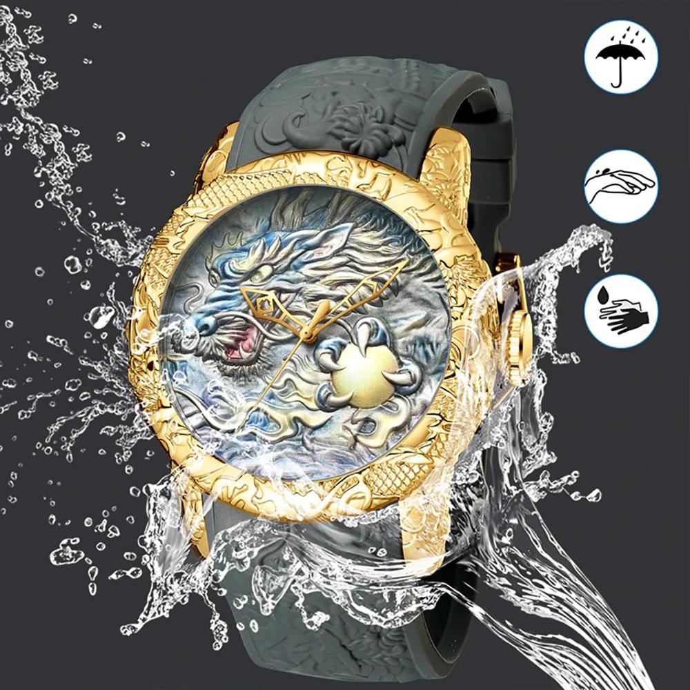 Watch - 3D Gold Dragon Sculpture Quartz Watch