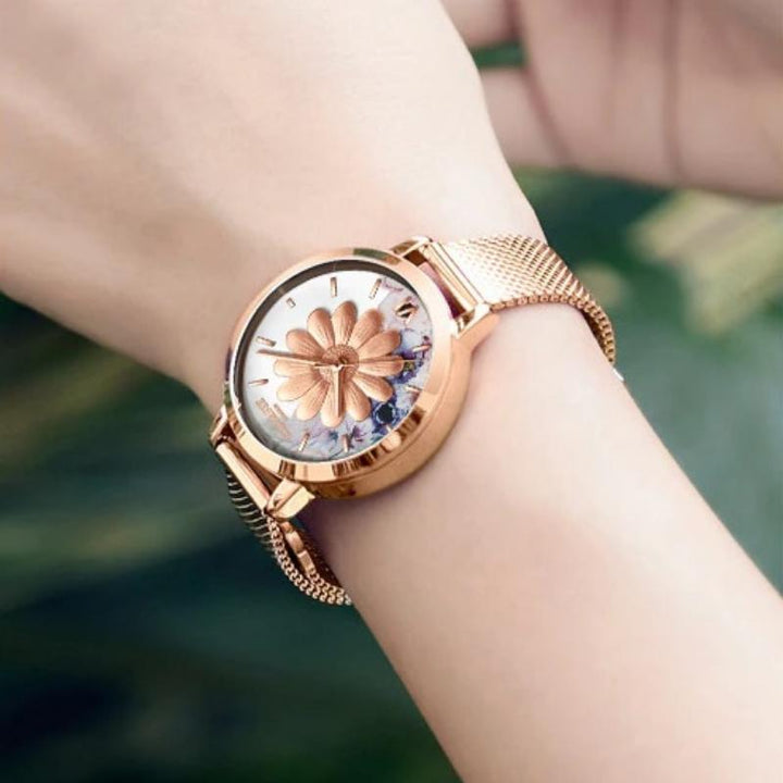 Watch - Beautiful Floral And Bee Dial Quartz Watch