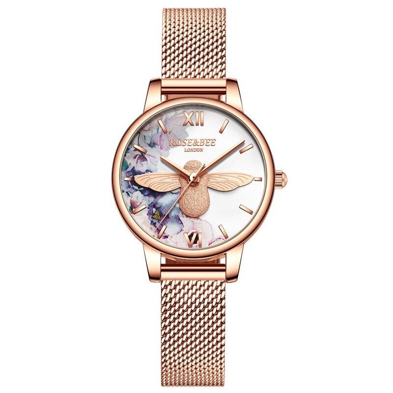 Watch - Beautiful Floral And Bee Dial Quartz Watch