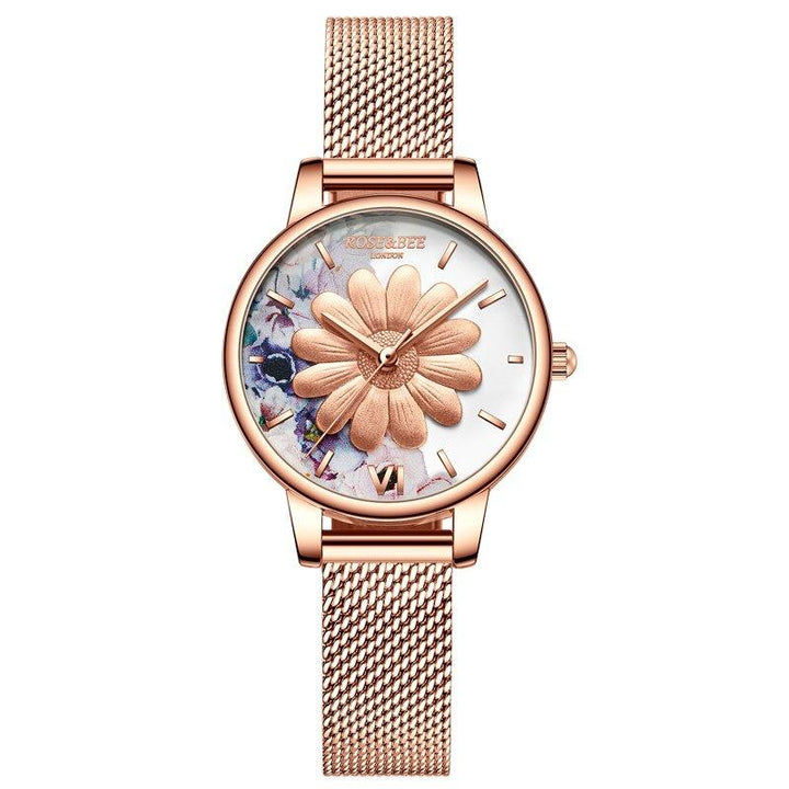 Watch - Beautiful Floral And Bee Dial Quartz Watch