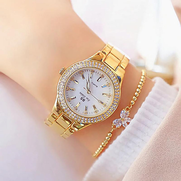 Watch - Brilliant Rhinestones With Stainless Steel Wrist Watch For Women