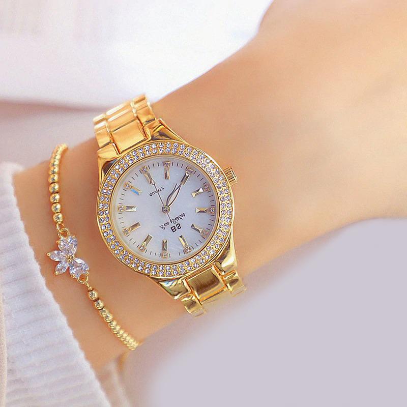 Watch - Brilliant Rhinestones With Stainless Steel Wrist Watch For Women