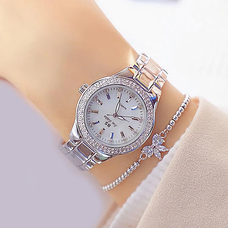 Watch - Brilliant Rhinestones With Stainless Steel Wrist Watch For Women