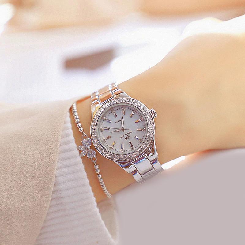 Watch - Brilliant Rhinestones With Stainless Steel Wrist Watch For Women