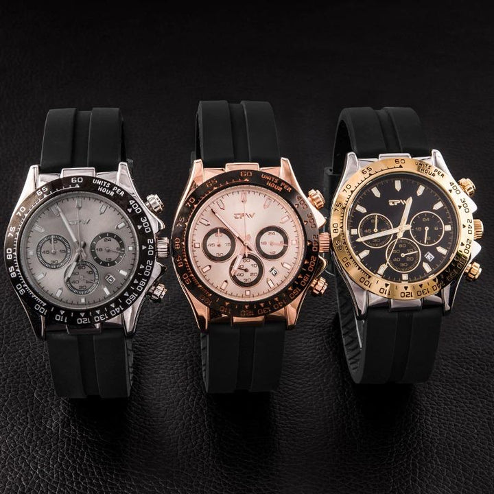 Watch - Captivating Chronograph Quartz Watch With Silicone Band