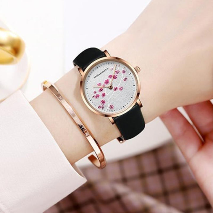 Watch - Captivating Embossed Flower Dial Quartz Watch