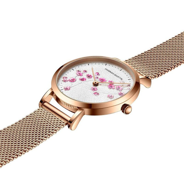 Watch - Captivating Embossed Flower Dial Quartz Watch