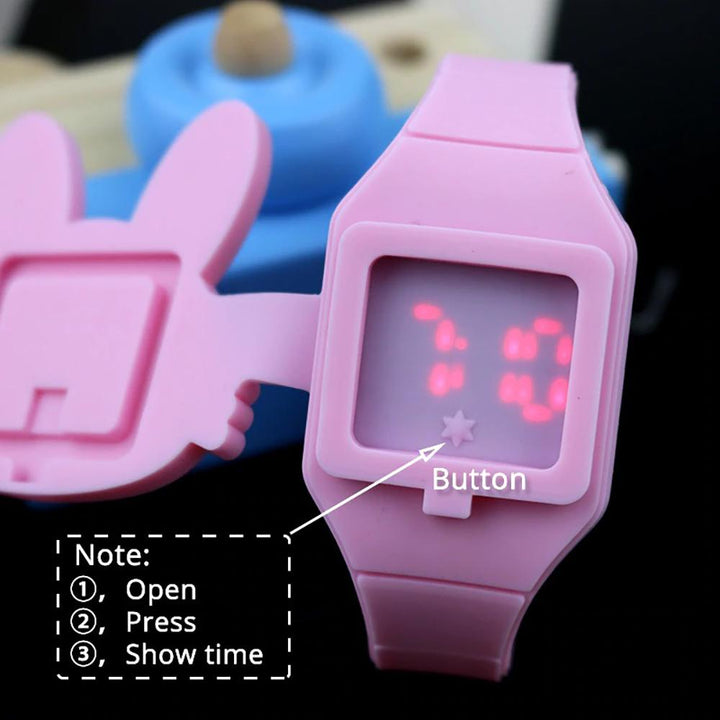 Watch - Cartoon Rabbit With Flip Case Digital Watch For Kids