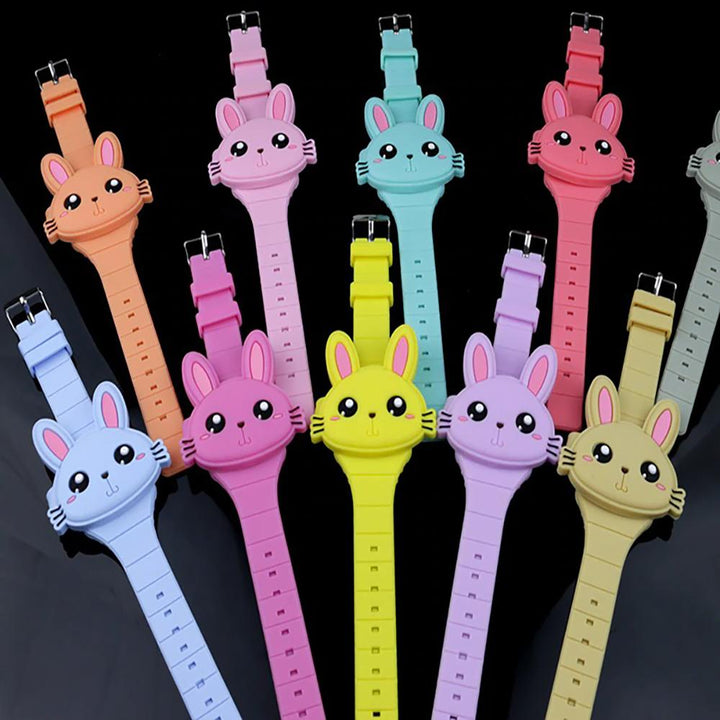 Watch - Cartoon Rabbit With Flip Case Digital Watch For Kids