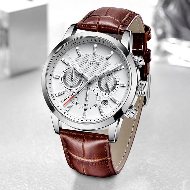 Watch - Casual Leather Strap Chronograph Quartz Watch