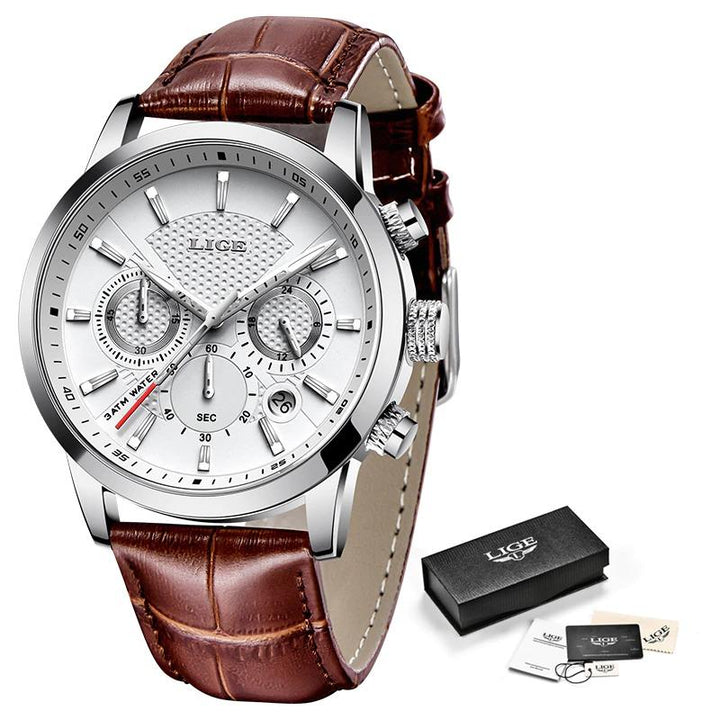 Watch - Casual Leather Strap Chronograph Quartz Watch