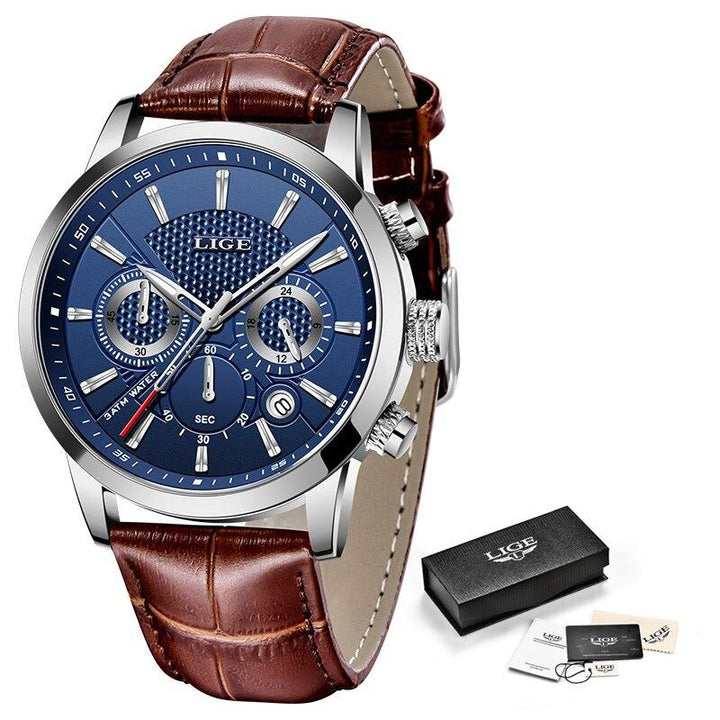 Watch - Casual Leather Strap Chronograph Quartz Watch