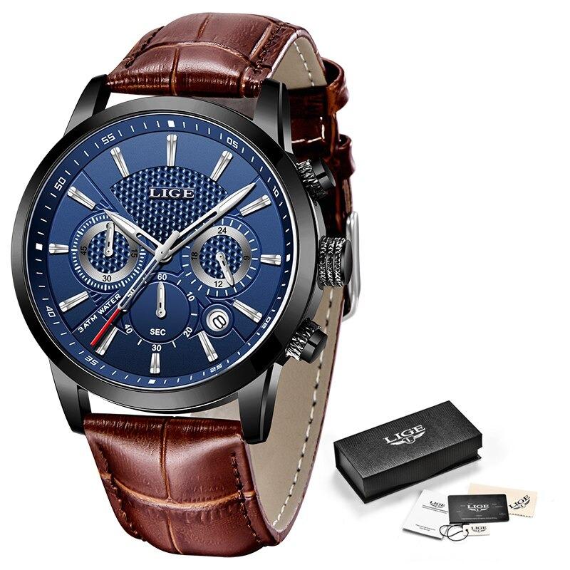 Watch - Casual Leather Strap Chronograph Quartz Watch