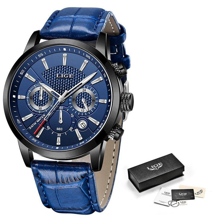 Watch - Casual Leather Strap Chronograph Quartz Watch