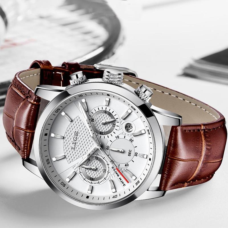 Watch - Casual Leather Strap Chronograph Quartz Watch