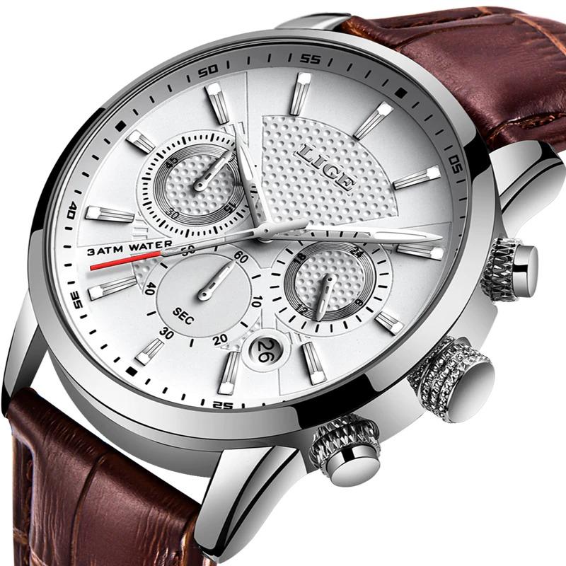 Watch - Casual Leather Strap Chronograph Quartz Watch