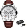 Watch - Casual Leather Strap Chronograph Quartz Watch