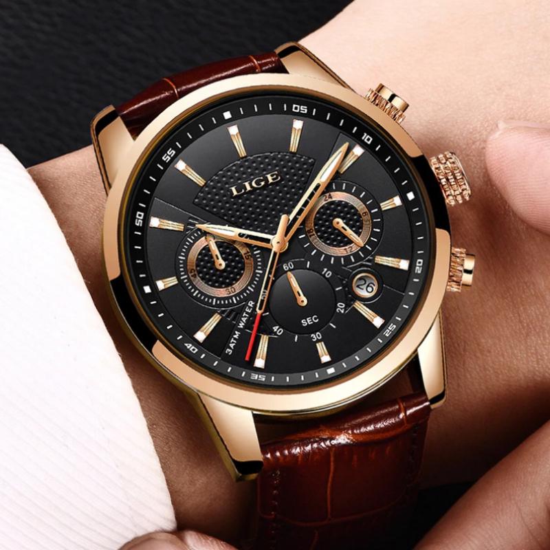 Watch - Casual Leather Strap Chronograph Quartz Watch