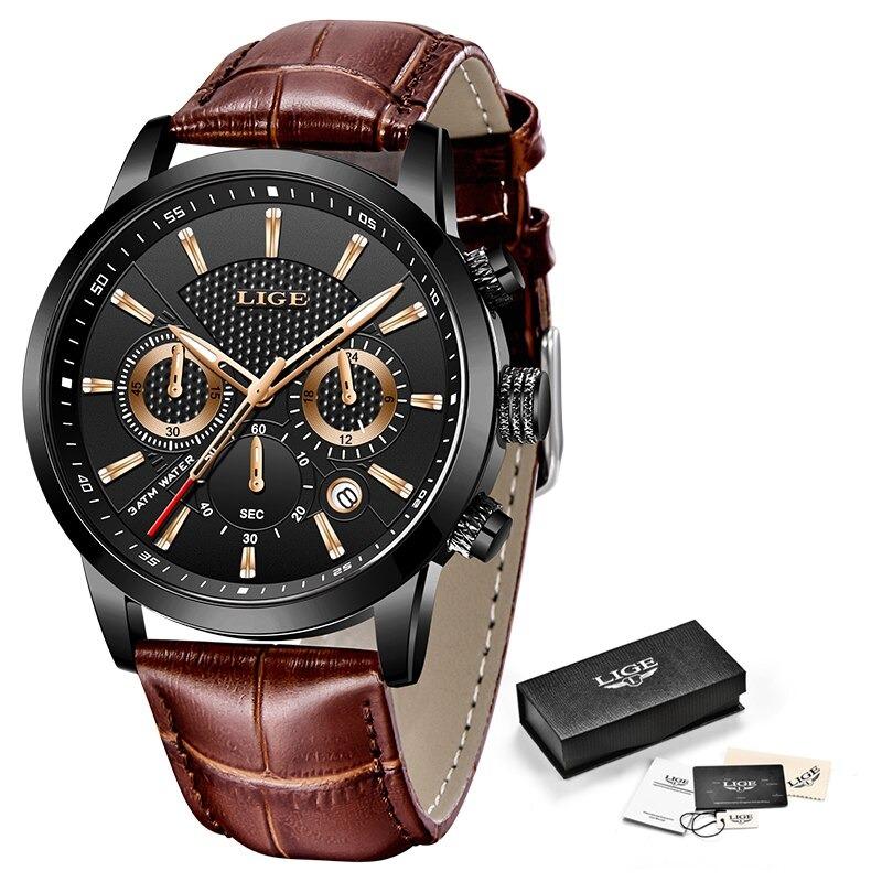 Watch - Casual Leather Strap Chronograph Quartz Watch