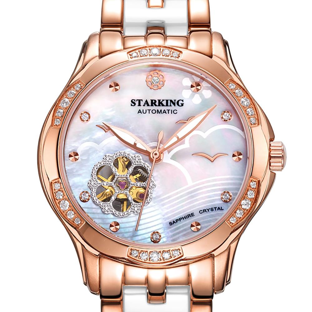 Watch - Charming Automatic Leather And Ceramic Band Wristwatch