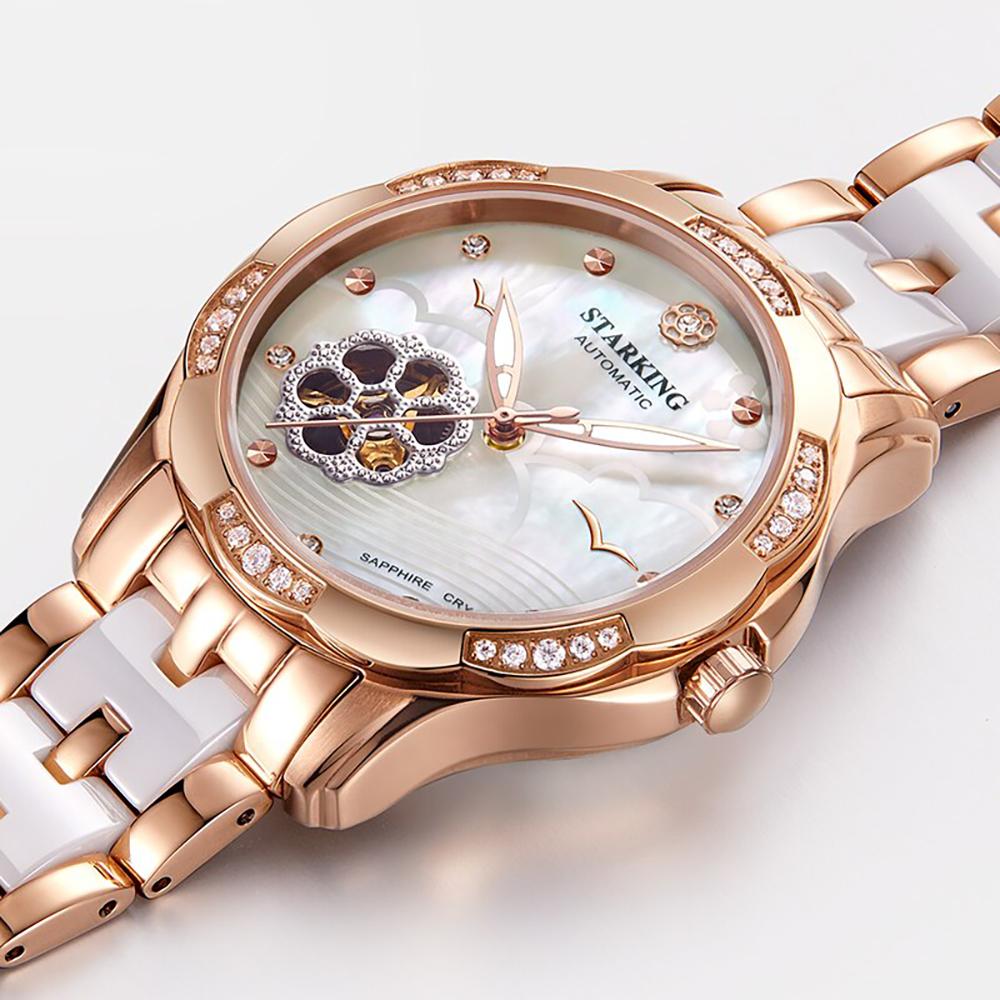 Watch - Charming Automatic Leather And Ceramic Band Wristwatch