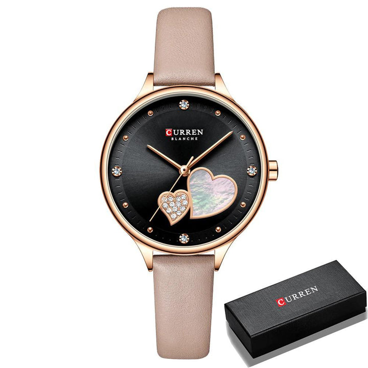 Watch - Charming Heart Dial With Rhinestone Quartz Watch