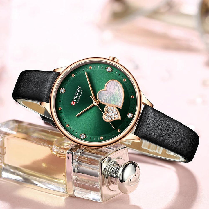 Watch - Charming Heart Dial With Rhinestone Quartz Watch