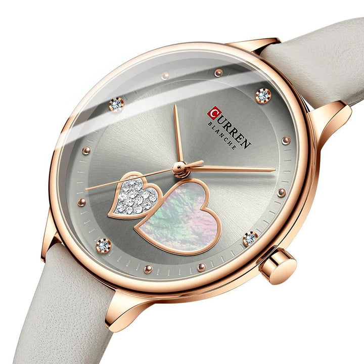 Watch - Charming Heart Dial With Rhinestone Quartz Watch