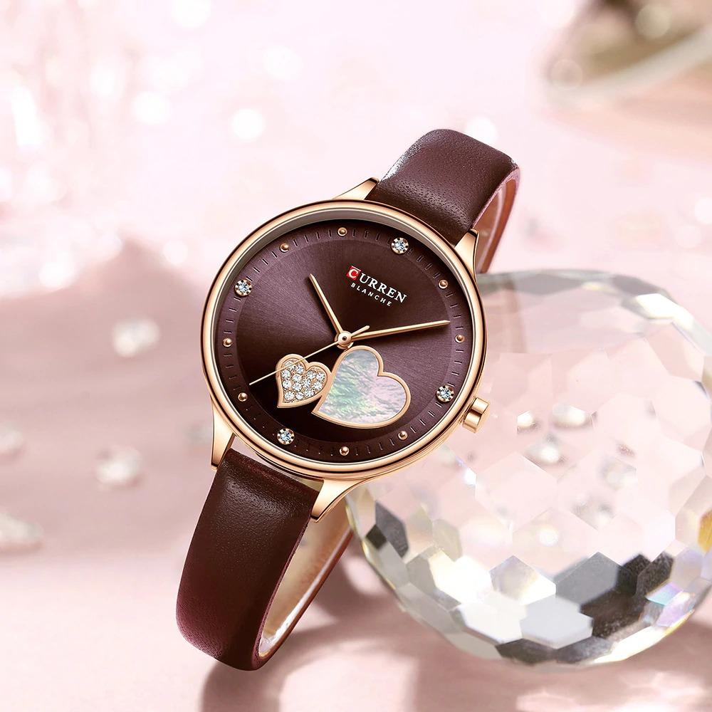 Watch - Charming Heart Dial With Rhinestone Quartz Watch