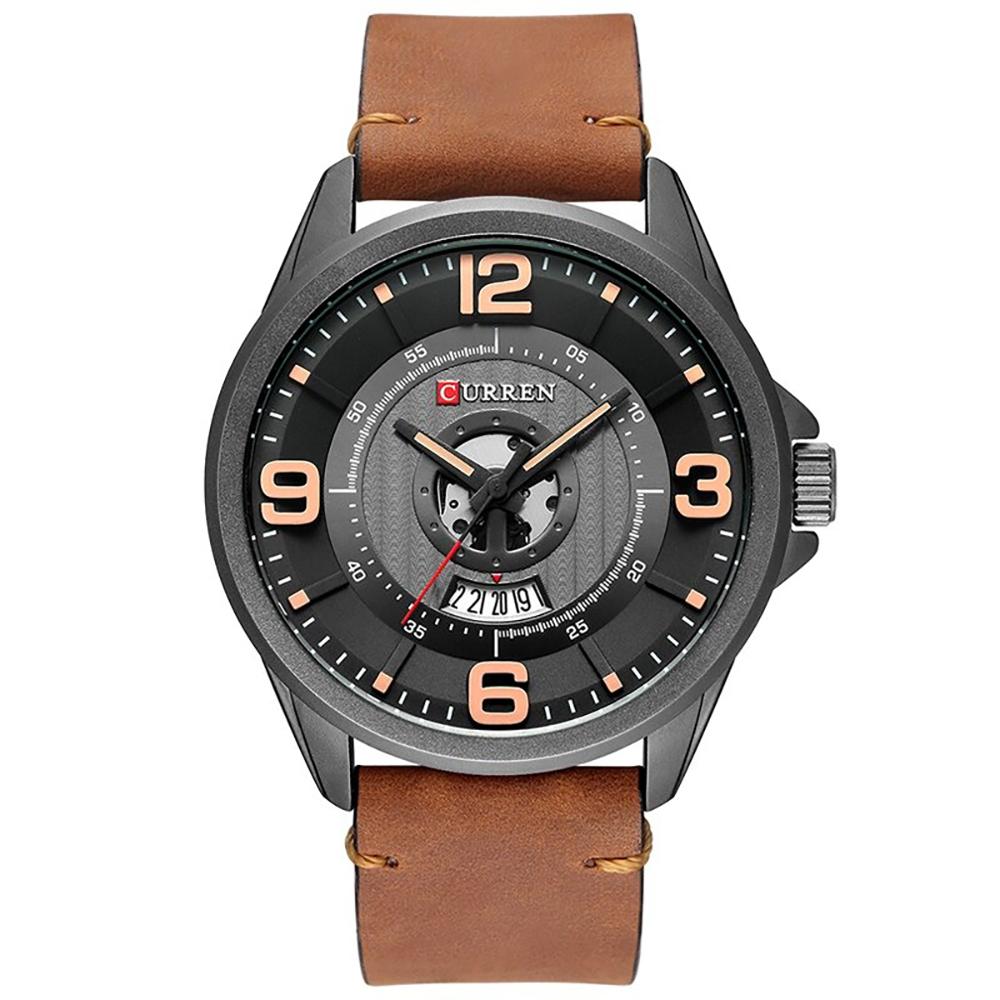 Watch - Classic Leather Strap With Big Dial Quartz Watch