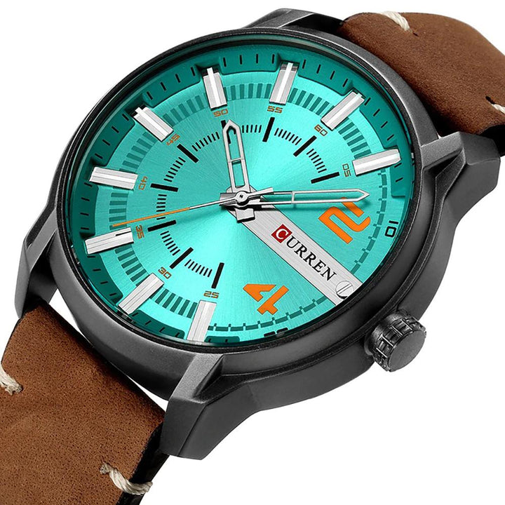 Watch - Classic Round Dial Leather Strap Quartz Watch