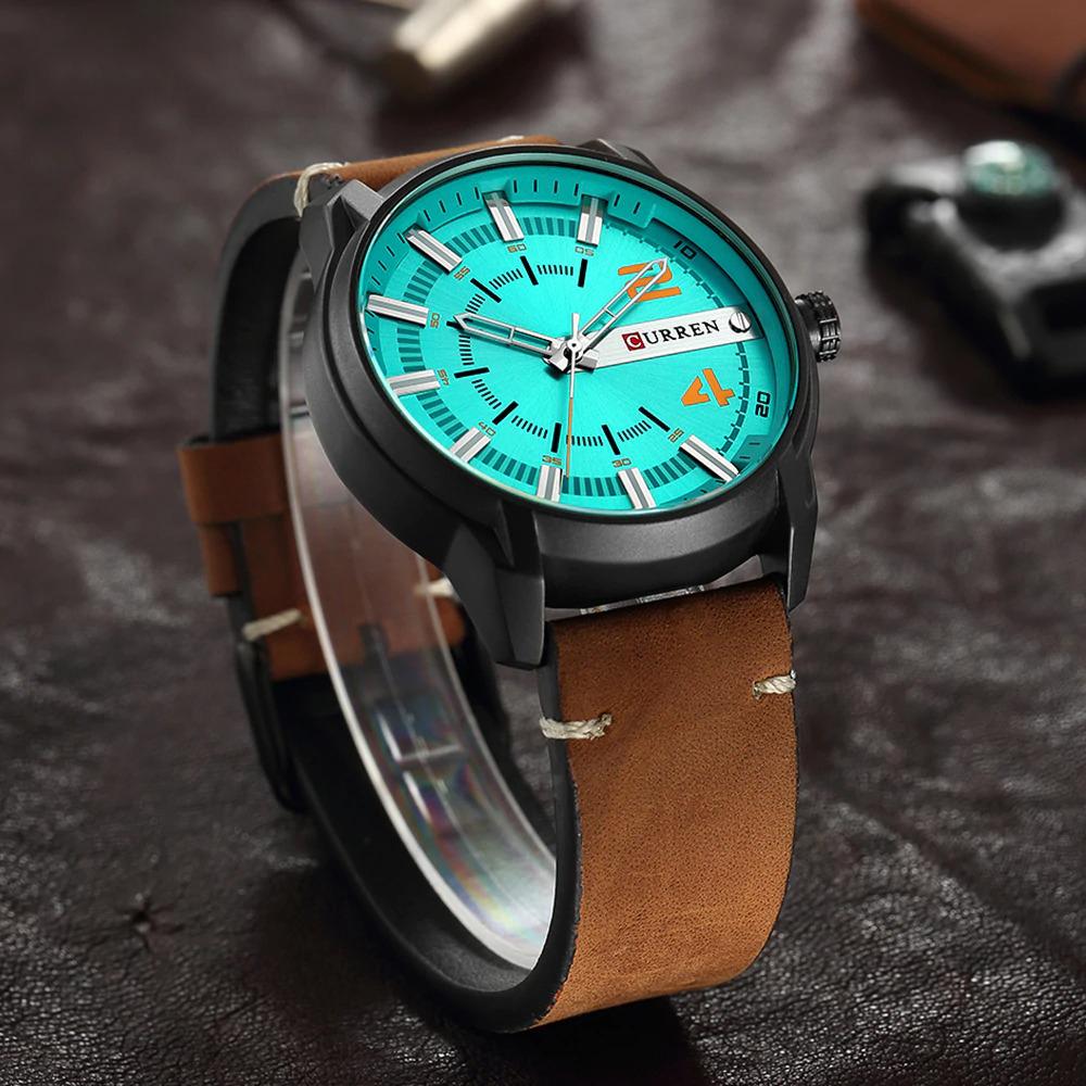 Watch - Classic Round Dial Leather Strap Quartz Watch