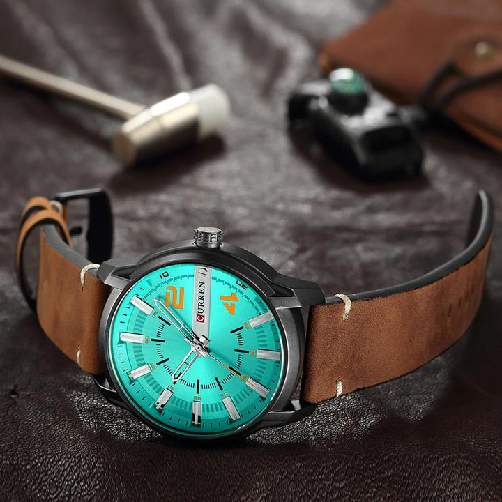 Watch - Classic Round Dial Leather Strap Quartz Watch