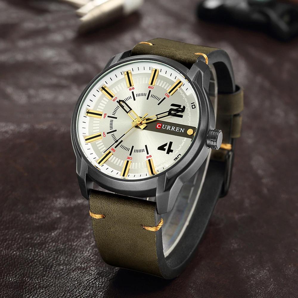 Watch - Classic Round Dial Leather Strap Quartz Watch