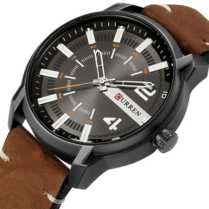 Watch - Classic Round Dial Leather Strap Quartz Watch