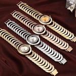 Elegant Round Case Rhinestone Bejeweled Bracelet Quartz Watches