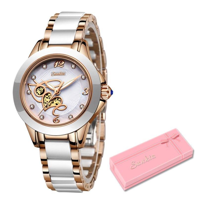 Watch - Classy Rhinestone Surface With Ceramic Band Quartz Watch