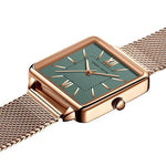 Watch - Classy Square Case With Stainless Steel Mesh Band Quartz Watch
