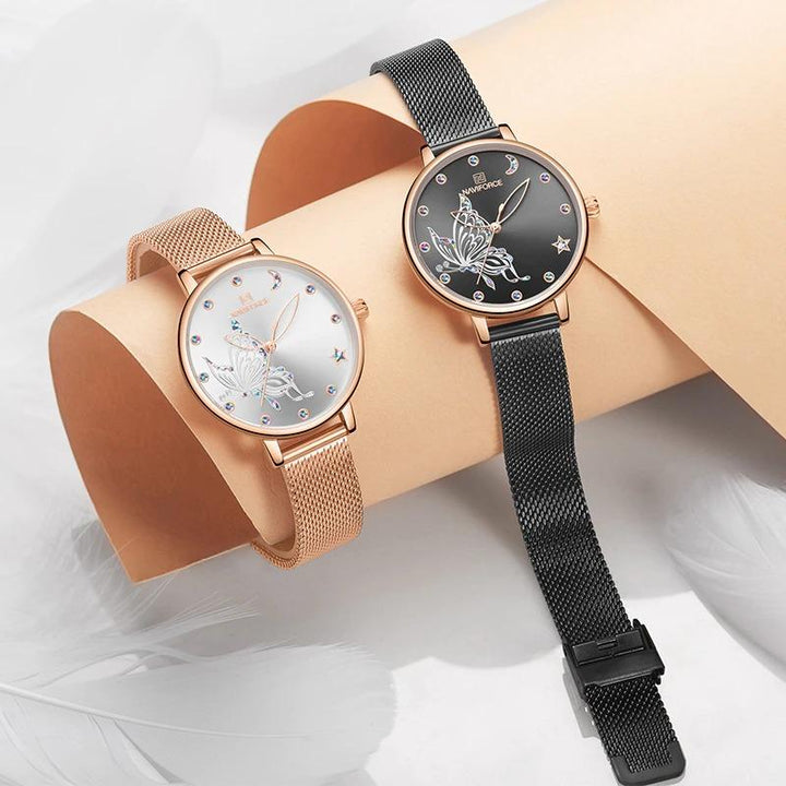 Colorful Sequins Embellish Flying Butterfly Dial Quartz Watches