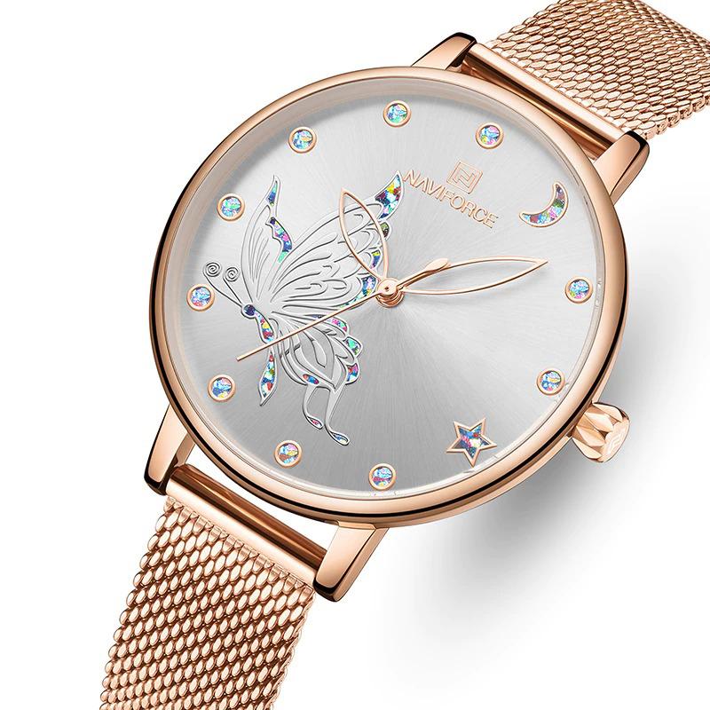 Colorful Sequins Embellish Flying Butterfly Dial Quartz Watches