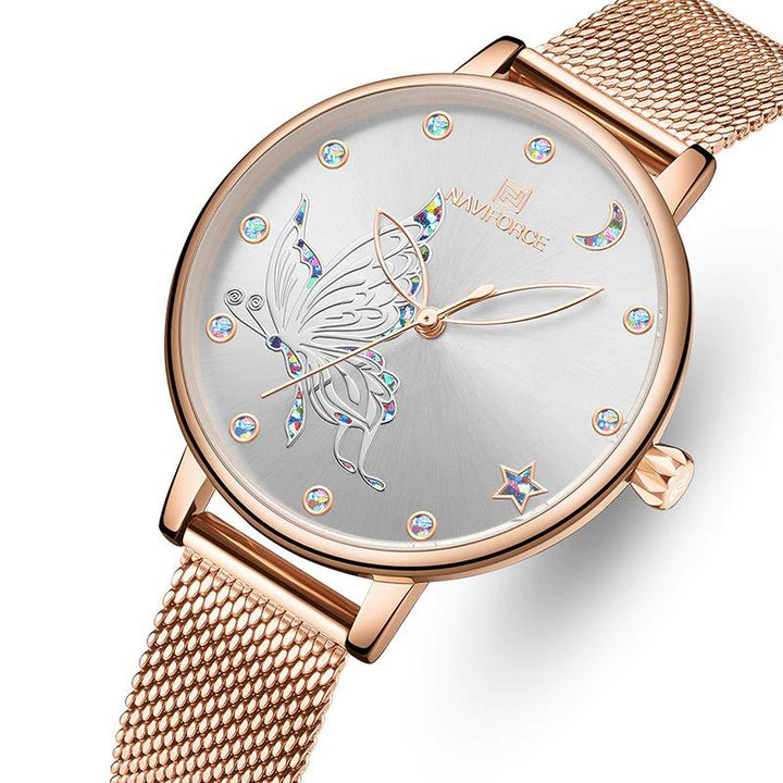 Colorful Sequins Embellish Flying Butterfly Dial Quartz Watches