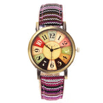 Watch - Colorful Retro Pattern Denim Canvas Band Quartz Watch