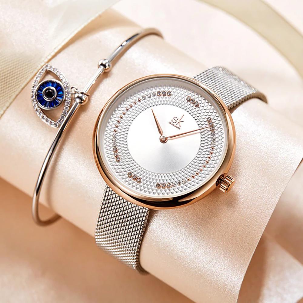 Watch - Creative Dial Design With Steel Mesh Strap Quartz Watch