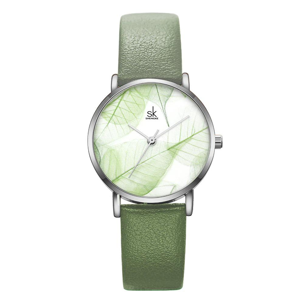 Watch - Creative Leaf Vein Dial Leather Quartz Watch