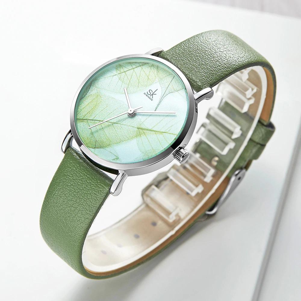 Watch - Creative Leaf Vein Dial Leather Quartz Watch